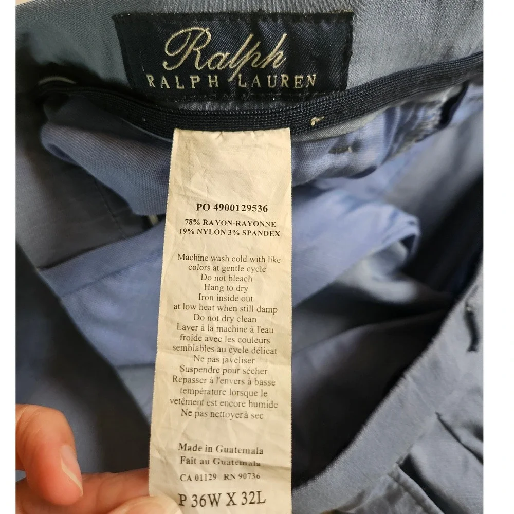 Ralph Lauren Mens Blue Dress Pants 36W x 32L Straight Leg Chino 35x31 Actual